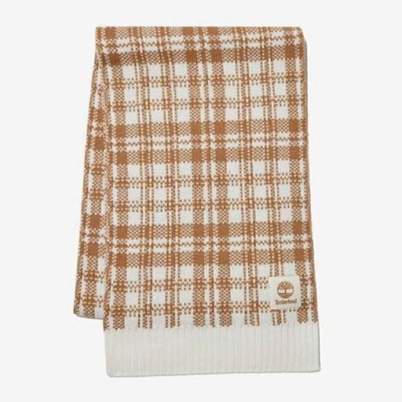 Timberland ‘Buffalo’ Plaid Scarf Tan Cream - Picture 5 of 13